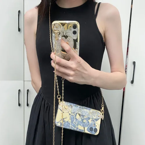 Miniatura 7 de Funda de dibujos animados para iPhone 7/8/SE de 4.7" con protector de pantalla HD, Mickey Mouse con correa de muñeca, soporte, cadena de metal
