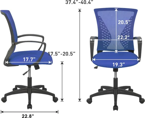 Miniatura 3 de Silla de oficina para el hogar, con respaldo de altura media, para computadora, con soporte lumbar giratorio, ajustable, para trabajo, ergonómica