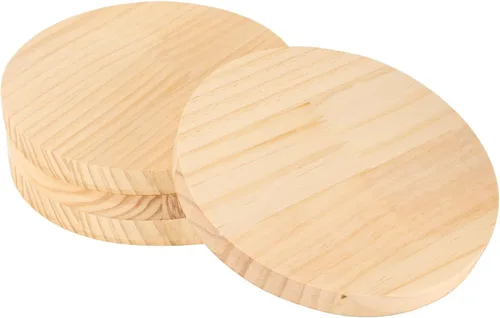 Miniatura 11 de Paquete de 4 placas redondas de madera de 8 pulgadas, placa circular de madera sin terminar de 3/4 pulgadas de grosor, base de posavasos de madera