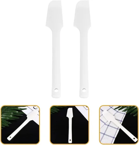 Miniatura 6 de Hemoton Paquete de 2 espátulas de silicona, raspadores pequeños flexibles con asas ergonómicas para hornear pasta de frijoles endulzados