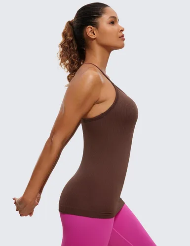 Miniatura 2 de CRZ YOGA - Camisetas deportivas para mujer, sin mangas, sin costuras, con espalda cruzada y brasier incorporado, camisetas para entrenamiento