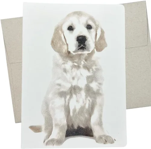 Whitman and Daughter Tarjeta de felicitación de Golden Retriever blanca (1 tarjeta premium, 5 x 7 pulgadas) en blanco en el interior para todas las