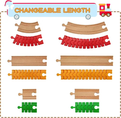 Miniatura 7 de Accesorios de madera para rieles de tren, 44 piezas de conectores de madera para riel, compatibles con todas las principales marcas de tren, regalo