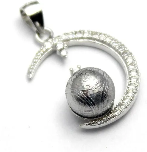 Miniatura 2 de COSUMOSU - Colgante de plata de ley 925 con circonita de luna creciente