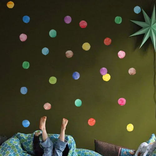 Miniatura 5 de Calcomanías de pared de lunares coloridos, pegatinas de pared de puntos de acuarela para niños, bebés, niñas, adolescentes y habitación de guardería