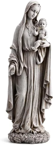 Avalon Gallery Escultura al aire libre - Colección de jardín mariano para el hogar o la iglesia, 23 pulgadas de alto, Virgen con niño