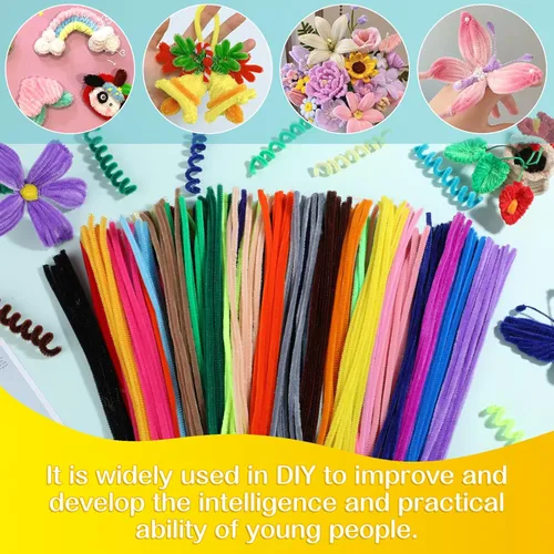 Miniatura 6 de Zlulary 100 Piezas de Limpiadores de Tubos con Tallos de Chenilla, Juego de Limpiadores de Tubos de Color Sólido para Manualidades DIY, Artes