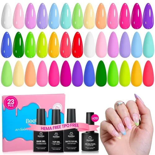 Miniatura 15 de Juego de esmalte de uñas de gel Beetles Cat Eye - 24 piezas, 20 colores de esmalte de uñas de gel con brillantina, cambia de color oscuro, kit