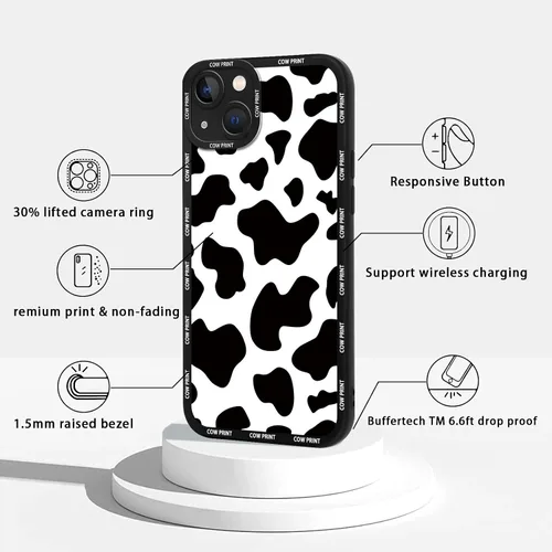 Miniatura 2 de Paquete de 2 bonitas fundas de teléfono para Apple iPhone 13 de 6.1 pulgadas, funda protectora de silicona con estampado de vaca a la moda, delgada
