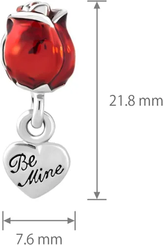 Miniatura 4 de Be Mine - Dije de corazón de rosa roja para esposa, novia, compatible con pulseras Pandora