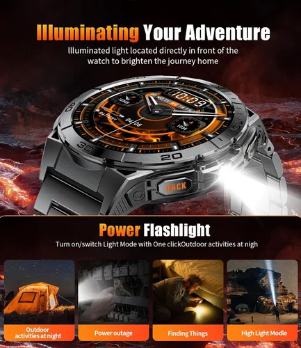 Miniatura 8 de LIGE Reloj inteligente para hombre, pantalla AMOLED de 1.6 pulgadas, batería de 600 mAh, relojes inteligentes impermeables de 5 ATM