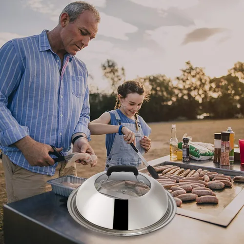 Miniatura 7 de Accesorios para plancha compatibles con Blackstone y Camp Chef, herramienta raspadora de plancha plana con cúpula de fusión para cocinar al aire