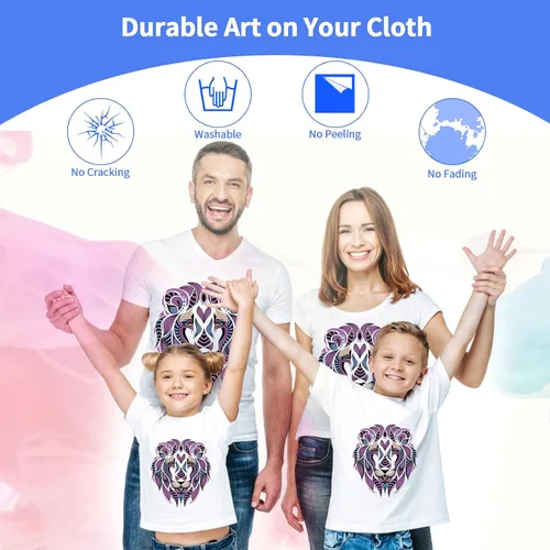 Miniatura 6 de GOZYE Película de transferencia DTF de alta calidad, 100 hojas de papel de transferencia de calor PET para impresión directa a película en camisetas