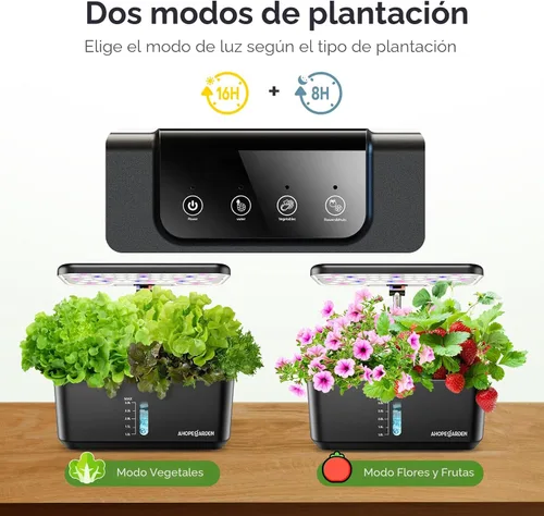Miniatura 5 de Ahopegarden Sistema de cultivo hidropónico de jardín interior: Kit de germinación de plantas de 10 vainas, lámpara de crecimiento de hierbas y Negro