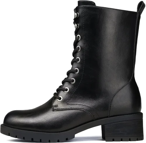 Miniatura 4 de DREAM PAIRS Botas de combate negras con cordones botas militares de invierno para mujer