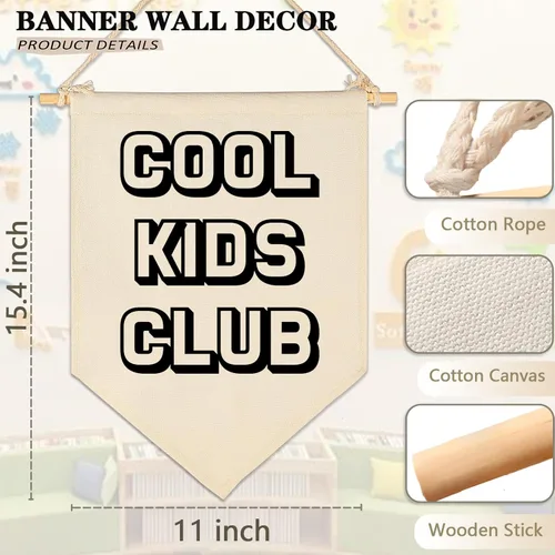 Miniatura 6 de Señal de bandera del Club de Niños Genial - Regalos de arte para bebés recién nacidos, niños y niñas - Decoración de pared con pancarta