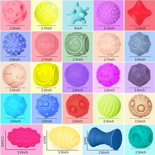 Miniatura 6 de 24 bolas sensoriales para niños pequeños de 1 a 3 años, juguetes sensoriales para bebés de 6 a 12 meses, juguete Montessori para bebés de 6 a 12