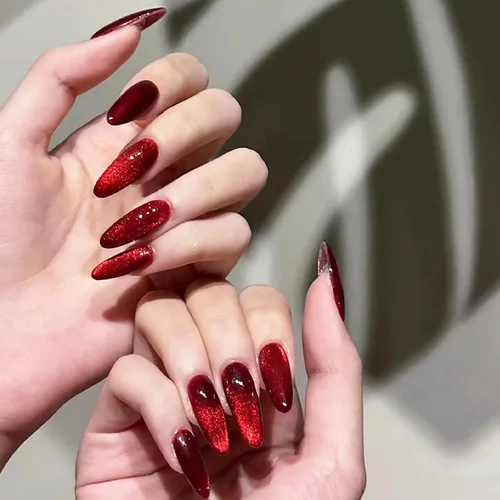 Miniatura 12 de Uñas postizas a presión con punta francesa, uñas postizas de almendra, cobertura completa, uñas artificiales brillantes, uñas acrílicas medianas