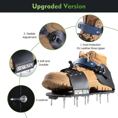 Miniatura 3 de Zapatos aireadores de césped para césped con protección de pies, zapatos de aireación para césped con correa ajustable, zapatos de aireación