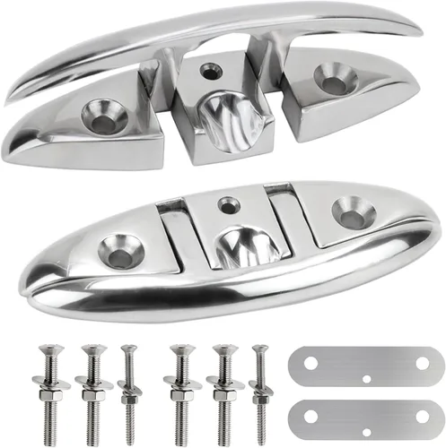 Miniatura 10 de Tacos de Barco Laorde 5" 6 pulgadas de Acero Inoxidable 316 Tacos Plegables de Grado Marino Taco de Cuerda Abatible Taco de Muelle para Barco, Kayak
