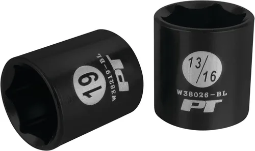 Miniatura 2 de Performance Tool W38337 Juego de llaves de vaso de 6 puntos grabadas con láser de 19 piezas de 3/8 pulgadas SAE y métrico negro con trinquete