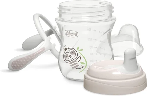 Miniatura 5 de Chicco Trainer Sippy Cup 6+ meses, taza de entrenamiento de bebé de 7 onzas con boquilla semisuave resistente a las mordeduras, asas extraíbles