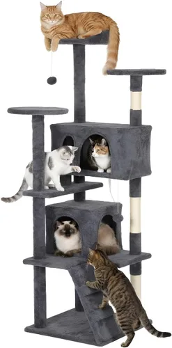 Miniatura 34 de PayLessHere Árbol para Gatos de 54 Pulgadas Torre para Gatos con Poste Rascador para Gatos, Soporte de Condominio para Gatos de Múltiples Niveles