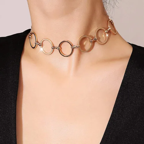 Miniatura 4 de Suyi - Gargantilla simple geométrica circular a la altura de la clavícula, para mujeres y niñas