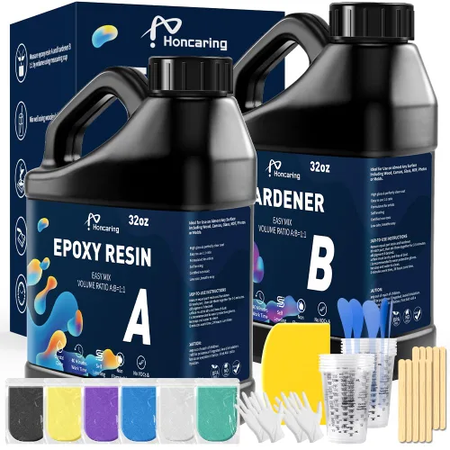 Miniatura 10 de Honcaring Kit de resina epoxi de 1 galón, kit de resina epoxi de tipo duro, menos burbujas y resina epoxi de bajo olor para fundición, fabricación