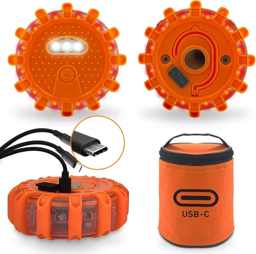 Miniatura 11 de Ecoangel Bengalas LED de Carretera Recargables por USB Luces de Emergencia - Baliza de Seguridad para Automóvil de Advertencia en Carretera Kit de 3