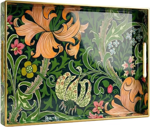 Miniatura 18 de Bandeja decorativa, bandeja de plástico de mármol con asas, bandeja rectangular de tocador y bandeja para servir para baño, cocina, otomana y mesa