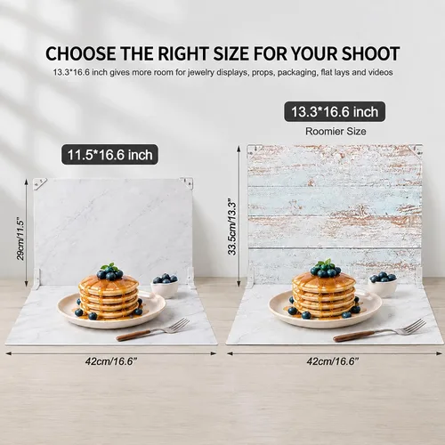 Miniatura 6 de Telones de fondo para fotografía de alimentos, tablero de fondo de fotos de 16.5 x 13.3 pulgadas con 14 patrones de fondo para fotografía