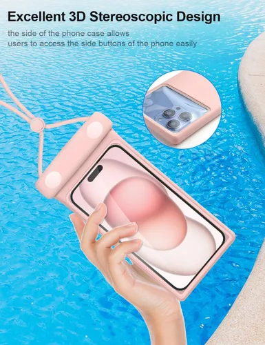 Miniatura 2 de wellhouse Bolsa impermeable para teléfono, funda impermeable para iPhone 17 16 15 14 Pro Max XS Samsung, IPX8 3D bolsa seca para teléfono celular