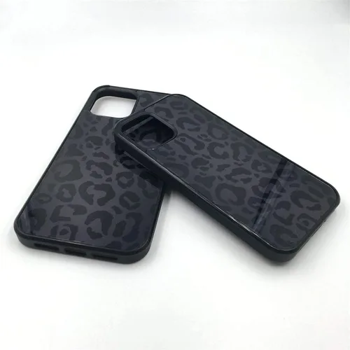 Miniatura 6 de Funda compatible con iPhone 14, piel de animal de leopardo negro, delgada, suave, TPU negro + funda protectora de espejo templado para Apple 14