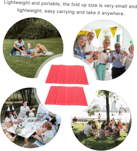 Miniatura 9 de INOOMP Cojín de asiento de camping impermeable para picnic, tapete de espuma gruesa XPE, color rojo, portátil, para acampar al aire libre, plegable