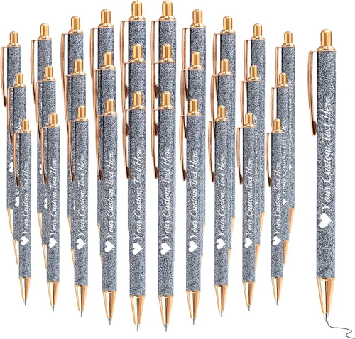 Miniatura 63 de Bolígrafos con purpurina personalizados con nombre, bolígrafos bonitos y bonitos personalizados, bolígrafos retráctiles de tinta negra, suministros