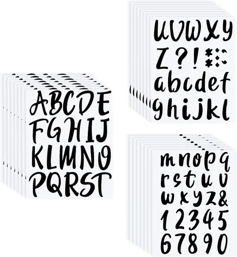 Miniatura 17 de Outus 576 piezas de 8 hojas de calcomanías autoadhesivas de vinilo, letras del alfabeto, números, buzones, calcomanías para decoración de aula