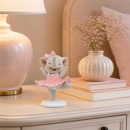 Miniatura 4 de Comfy Hour Figura de elefante de bailarina bailarina de 5 pulgadas, estatua de animal caprichosa en tutú rosa, coleccionable decorativa