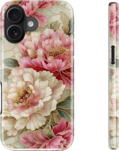 Miniatura 36 de bemal Funda para iPhone 12 Mini, estética, vintage, floreciente, peonía, concha, femenina, compatible con MagSafe, moderna, única, moderna, moderna