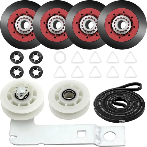 Kit de reparación de secadora 4392067 mejorado y polea tensora de secadora W10837240 (con rodillo WPW10314173) apto para May-tag MEDB835DW4