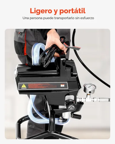 Miniatura 6 de VEVOR - Pulverizador de pintura sin aire de pie de 950W, pulverizador eléctrico sin aire de alta eficiencia de 3000 PSI, pulverizadores de pintura