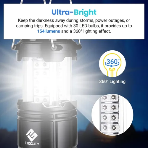 Miniatura 2 de Etekcity Linterna de camping esencial, linterna LED para cortes de energía, equipo de supervivencia y suministros para emergencias, artículos