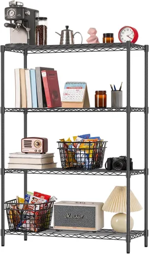 Miniatura 23 de FDW - Estantería metálica : 6 estantes de alambre de acero resistente ajustables, con ruedas, 48 pulgadas (L) x 18 pulgadas (An) x 76 pulgadas (A)