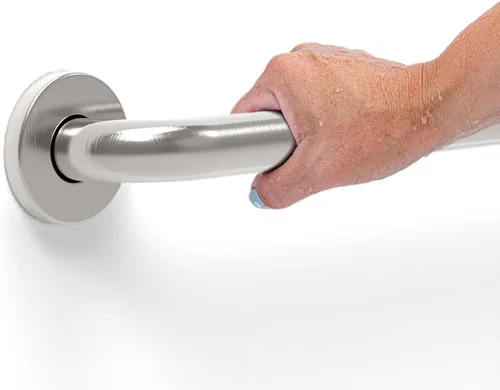 Miniatura 3 de Barra de seguridad de baño de acero inoxidable de 1-1/4 x 24 pulgadas, compatible con la ADA, capacidad de carga de 500 libras, níquel cepillado
