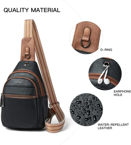 Miniatura 5 de Sling Bag For Women Faux Leather Small Casual Daypack Backpack Fanny Pack Crossbody Chest Bags Purse