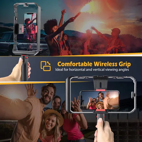 Miniatura 4 de Zeadio Plataforma de jaula de video para smartphone, estuche de vlogging para hacer películas, estabilizador de teléfono, soporte de trípode