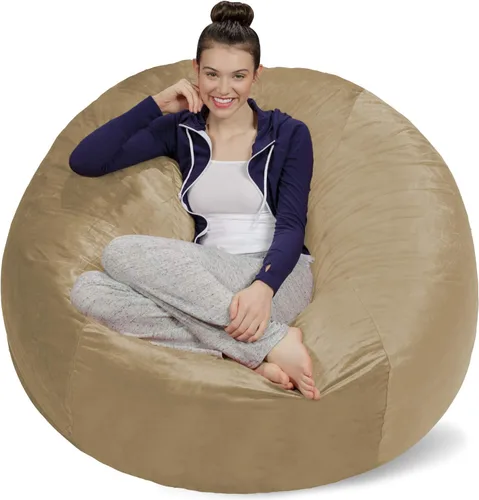 Miniatura 46 de Sofa Sack Funda para silla puff solamente, sin relleno, cómoda funda de repuesto para silla redonda, 5 pies, color carbón Carbón - Solo funda