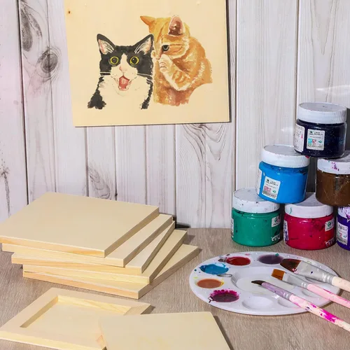Miniatura 6 de Tableros de lona de madera sin terminar, paneles de pintura para pintar, dibujar, decoración del hogar (12 piezas, 3 tamaños)