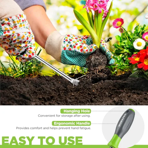 Miniatura 5 de WORKPRO Herramienta extractor de desbrozadora de diente de león de 11.5 pulgadas con mango suave, herramienta de eliminación de malezas de jardín
