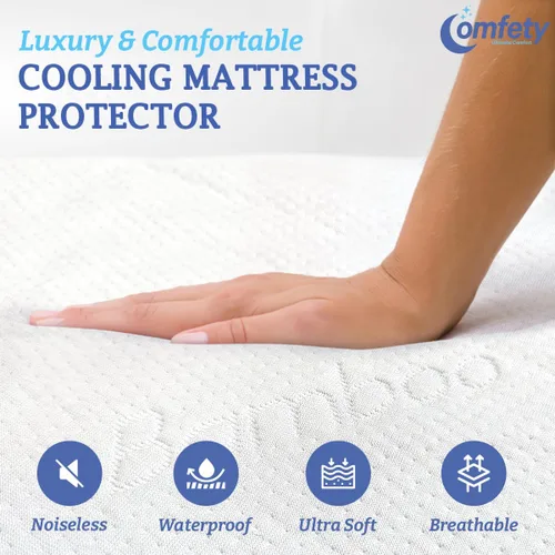 Miniatura 3 de Protector de colchón impermeable de tamaño individual, refrescante, hipoalergénico, transpirable, lavable, silencioso, 100% bambú viscosa